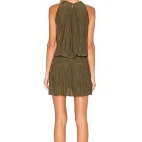 Ramy Brook dress size Large olive green drop waist high neck mini sleeveless - Picture 1 of 8